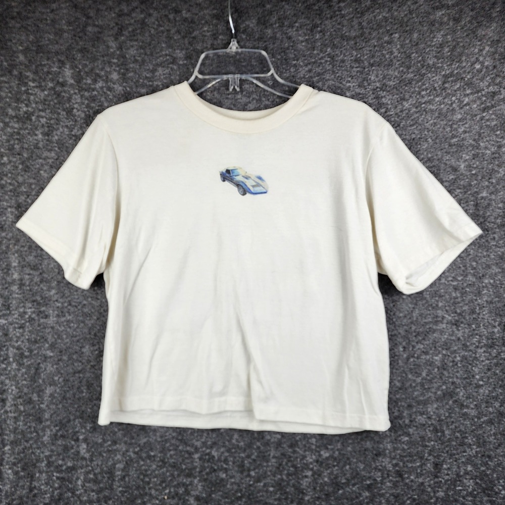 GM T-Shirt Womens M Corvette Stingray Racing White Graphic Philcos EUC